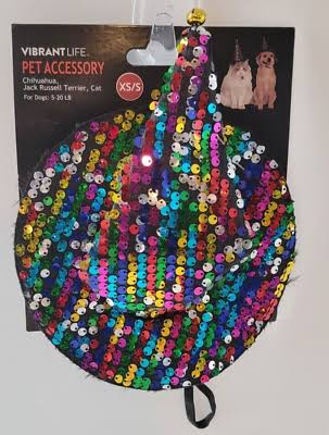 Vibrant Life Halloween Costume Accessory Sequined Witches Hat M/L Dog Costume