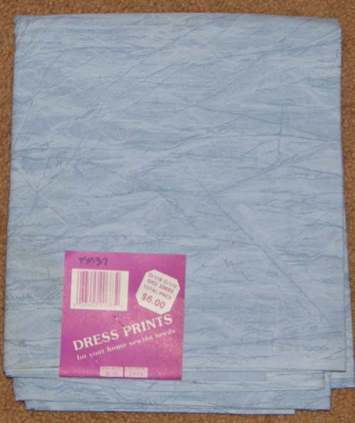 Ice Blue Print Fabric Cotton/Poly Dress Material Remnant