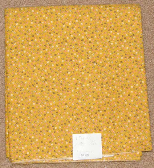 Floral Print on Yellow Fabric Cotton/Poly Dress Material Calico Material Remnant