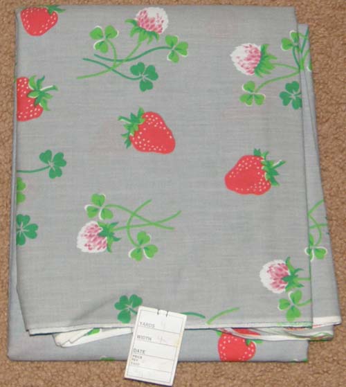 Strawberry & Clover Floral Print on Grey Fabric Cotton/Poly Dress Material Remnant