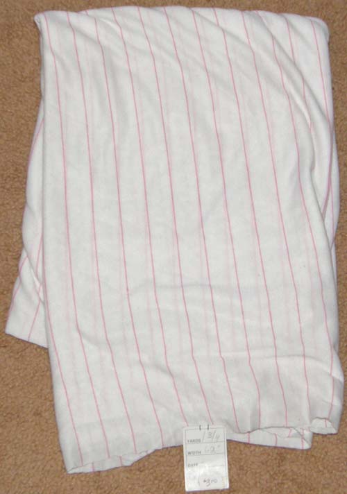Pink on White Striped T-Shirt Fabric Cotton/Poly Dress T-Shirt Material Remnant