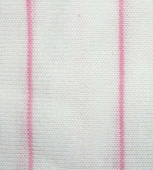 Pink on White Striped T-Shirt Fabric Cotton/Poly Dress T-Shirt Material Remnant