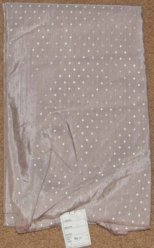 Vintage Beige Satin? Fabric Cotton Dress Material Remnant