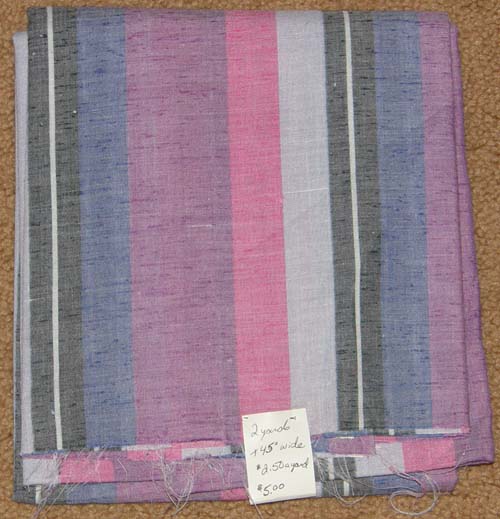Vintage Wide Purple Striped Print Fabric Cotton Dress Material Remnant