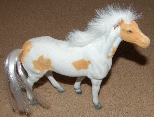 Flocked Horse Fur Mane Plastic Toy Horse Palomino Pinto Paint Standing Horse