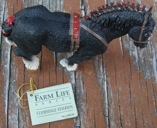 Safari Ltd Farm Life Black Clydesdale Stallion Shire Heavy Draft Horse Figurine #1500-05