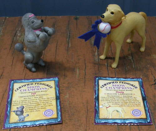 Vintage Grand Champions Show Champions Certified Pedigree Dogs Dusty Yellow Lab Fifi Miniature Poodle