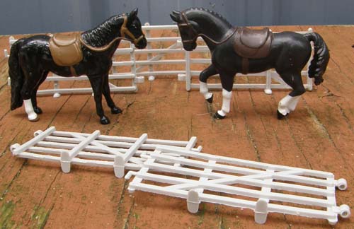Miniature Horse Black English Horse Dressage Horse Figurine with Fence Plastic Rubber Toy Cake Topper