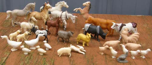 Vintage Miniature Farm Animals Collection Horses Cows Chickens Sheep