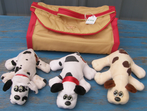 Vintage Pound Puppies with Crate Plush Dalmatian Dog Puppy Spotted Stuffed Animal Fire Department Dog FD Mascot