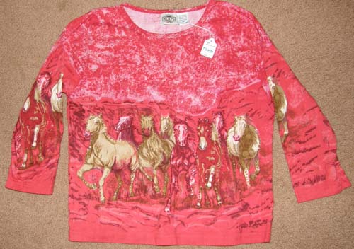 Rods Beaded Horse Long Sleeve Tee Childs M Horse T-Shirt