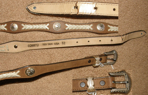 Tex Tan Braided Leather Belt Silver Conchos Braided Trim on Scalloped Leather Western Belt Silver Belt Buckle Light Oil 32"
