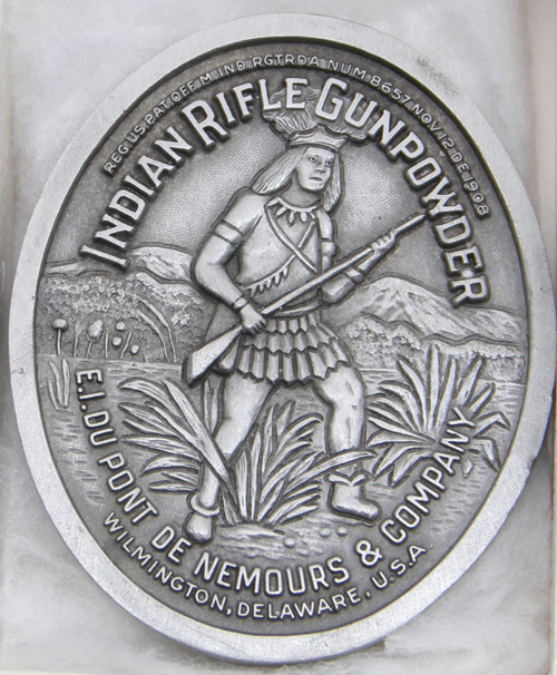 DuPont Collector’s Limited Edition Belt Buckle Indian Rifle Gunpowder