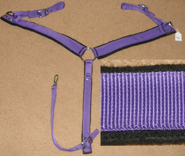 Showman Purple Nylon Western Breast Collar Felt Lined Center Ring Western Breastcollar Purple/Black Pony