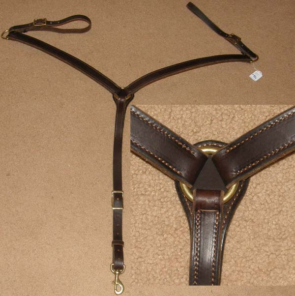 Weaver? Straight Leather Western Breastcollar Center Ring Western Breast Collar Brass Hardware Brown