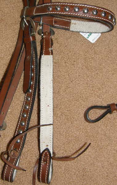 Showman? Hilason? Silver Studded Browband Western Headstall Center Ring Straight Breastcollar Silver Stud Trim Silver Studs Western Bridle Split Reins Breast Collar Set Brown Horse