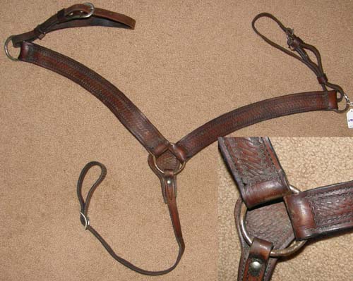 Western Brown Silver Spot Studded Breast  Collar 
