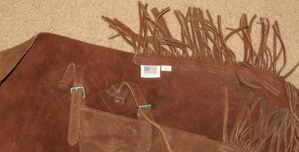 Barnstable? Western Chinks Chaps Fringe Suede Chinks Chaps Cowboy Chaps Adult L Brown