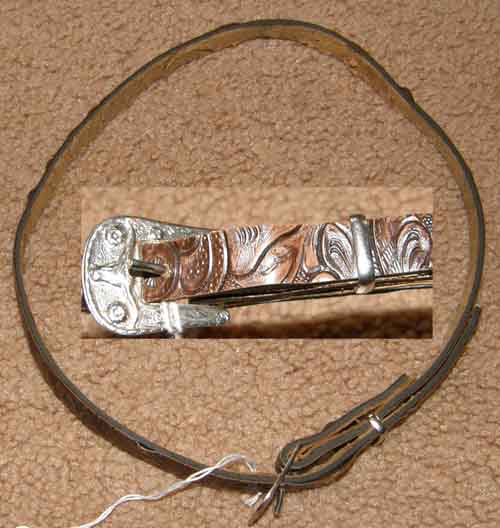 Western Hat Band Tooled Leather Hatband with Silver Buckle