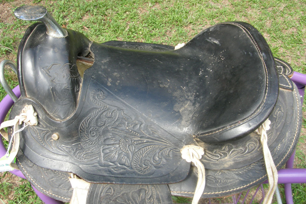 12” Vintage Black Leather Pony Western Saddle Antique Pony Saddle