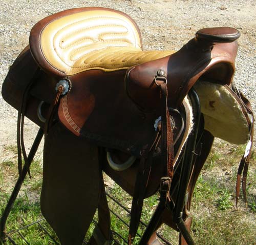 15” Western Saddle Partial Tooled Leather Roping Saddle
