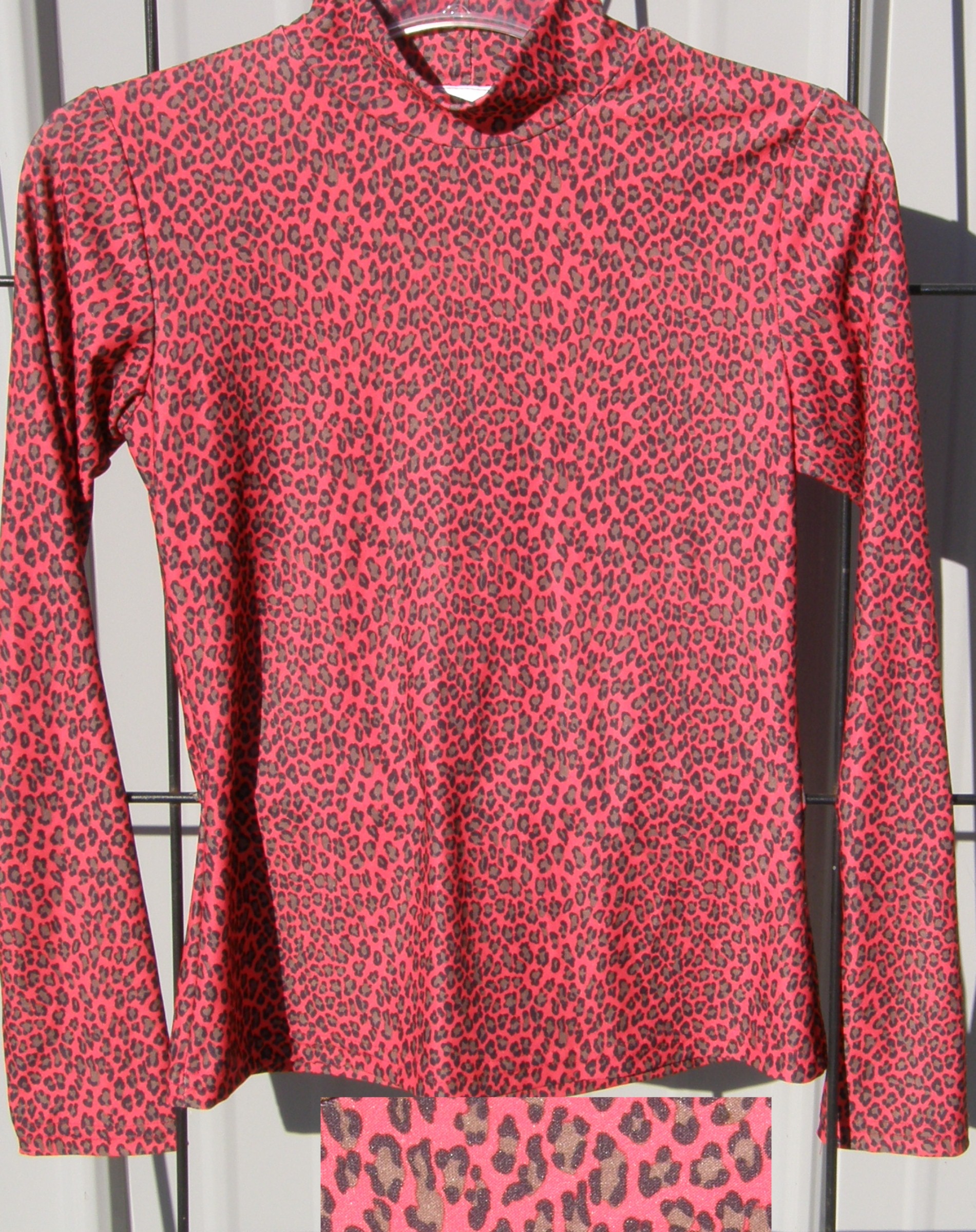 Rods Slinky Top Western Show Shirt Red Leopard Print Red Animal Print Ladies M