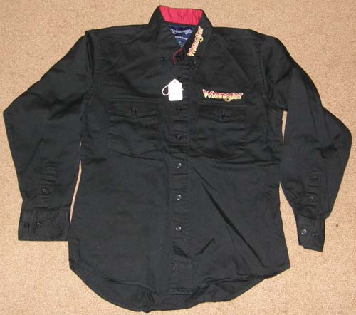 Wrangler Western Shirt Flaming Burning Logo Wrangler Rodeo Shirt Long Sleeve Button Down Shirt Boys L Black