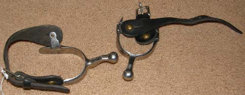 Humane Ball End Western Spurs Western Ball Spurs Humane Spurs with Circle Y Spur Straps