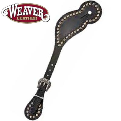 Weaver Back In Black Western Spur Straps with Spots Shaped Spur Straps with Silver Dots
