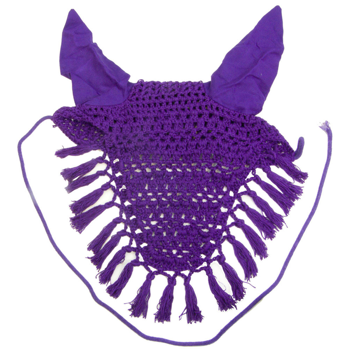 Legacy Fancy Solid Crochet Ear Net Crochet Fly Veil with Fringe Earnet Pony  Purple