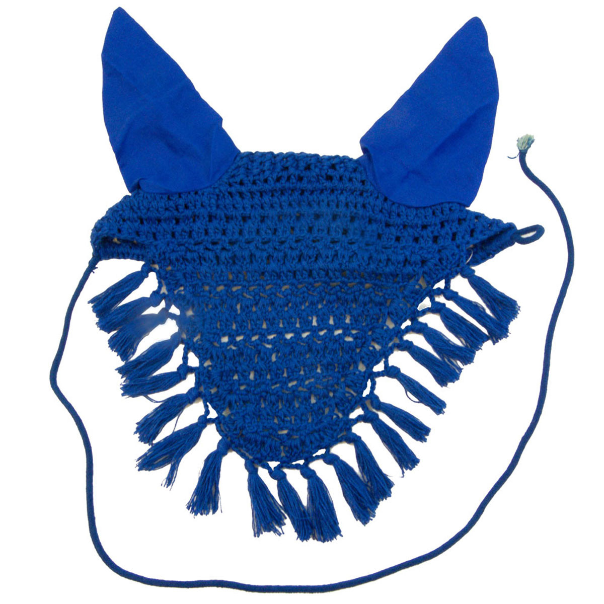 Legacy Fancy Solid Crochet Ear Net Crochet Fly Veil with Fringe Earnet Pony Royal Blue