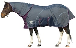75” OF WeatherBeeta Taka Contour Freestyle Detach-A-Neck Combo Heavy Turnout Blanket Waterproof Breathable Horse Winter Blanket Navy/Blackberry