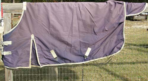 76” OF Turnout Sheet Waterproof Sheet Light Blanket Horse Winter Blanket with Shoulder Gusset Navy Blue/Grey