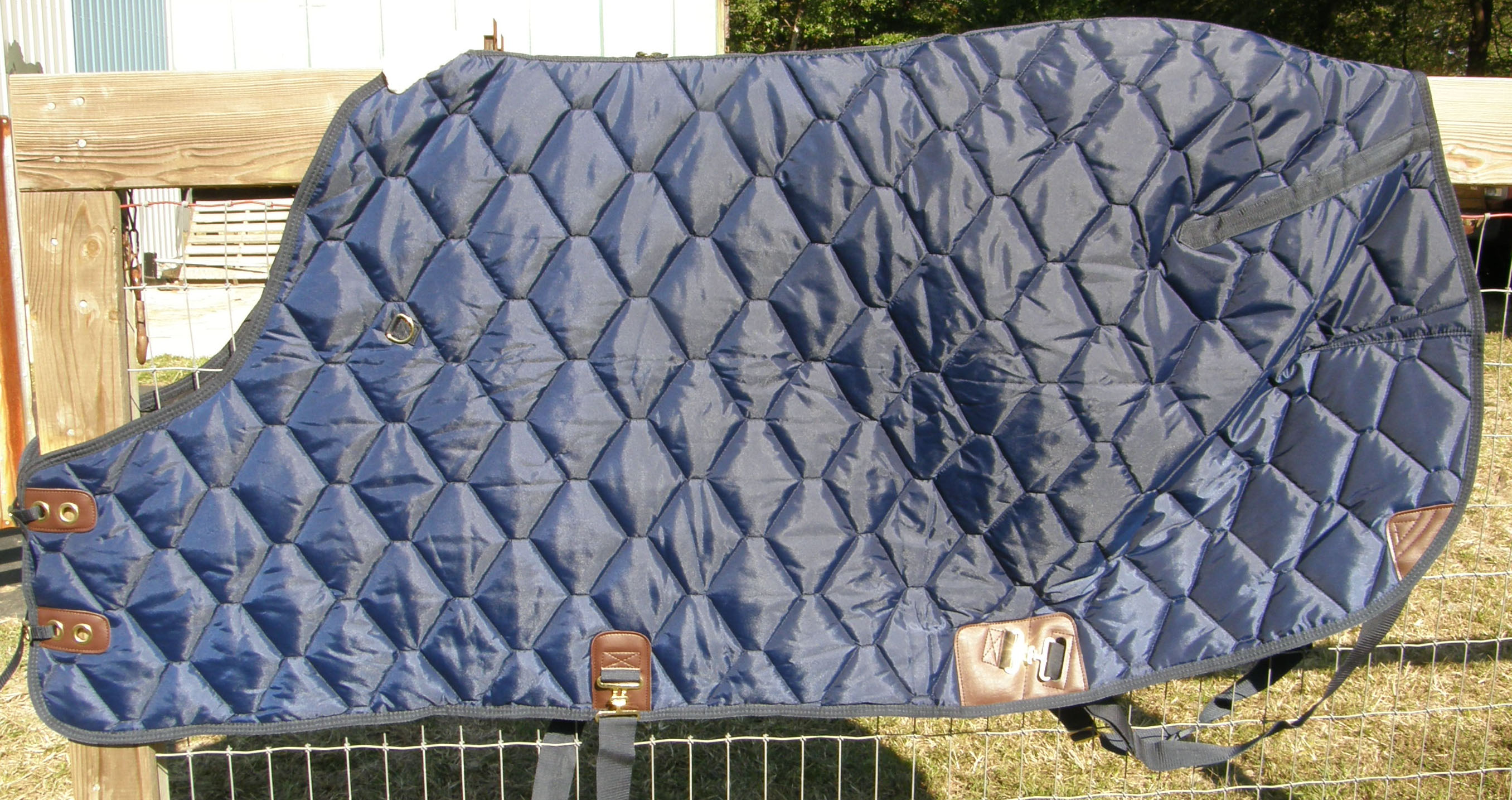 78” OF Custom Made Saddlery Quilted Stable Blanket Turnout Blanket Horse Winter Blanket Navy Blue