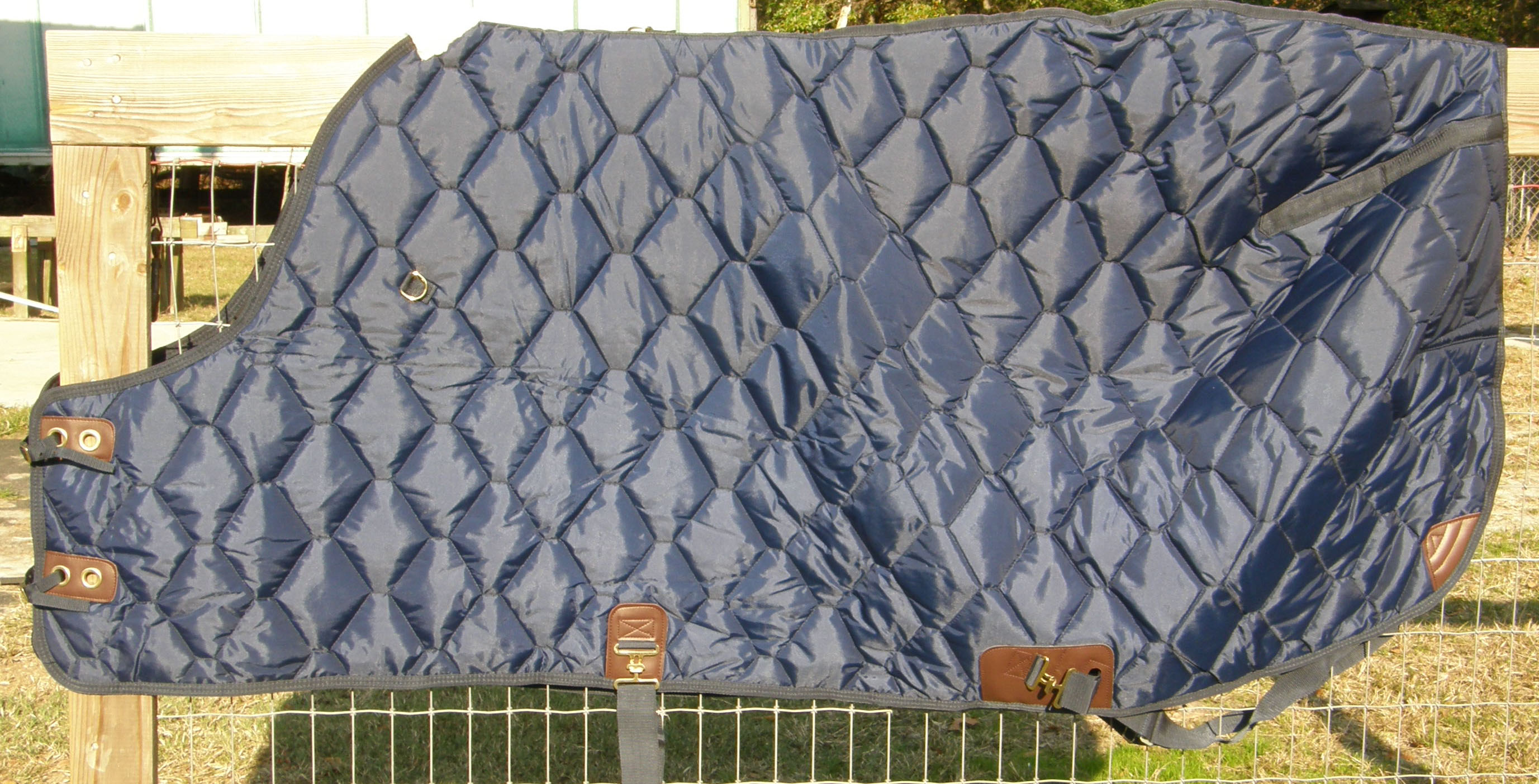 80” OF Custom Made Saddlery Quilted Stable Blanket Turnout Blanket Horse Winter Blanket Navy Blue