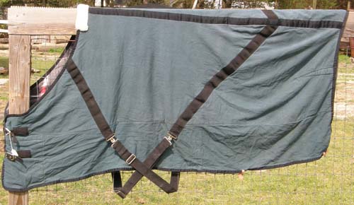78” - 80" Lined Cotton Stable Blanket Horse Winter Blanket Hunter Green/Black