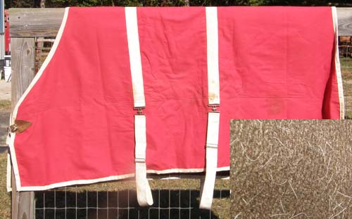 66" - 68” OF Lined Cotton Stable Blanket Small Horse Blanket Winter Blanket Red/White