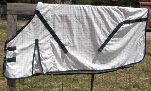 81” OF WeatherBeeta? Turnout Sheet with Shoulder Gussets Nylon Lined Cotton Stable Sheet Hunter Green/White Check