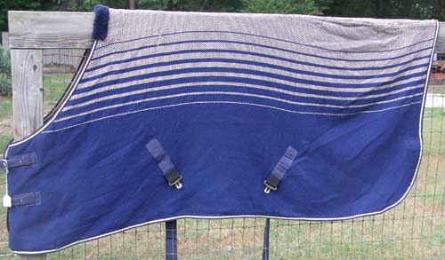 74” OF Millers MacIntosh Quickdry Comfort Master Anti Sweat Sheet Irish Knit Turnout Sheet Horse Cooler Navy/Beige