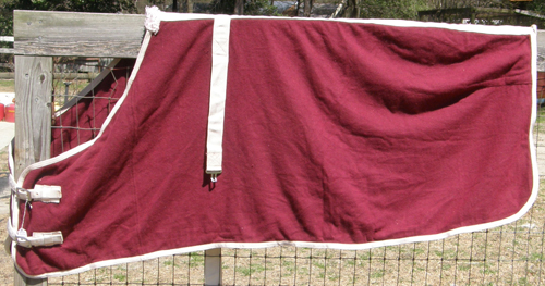 74" OF Fitted Wool Cooler Dress Sheet Blanket Liner Bath Sheet Horse Burgundy