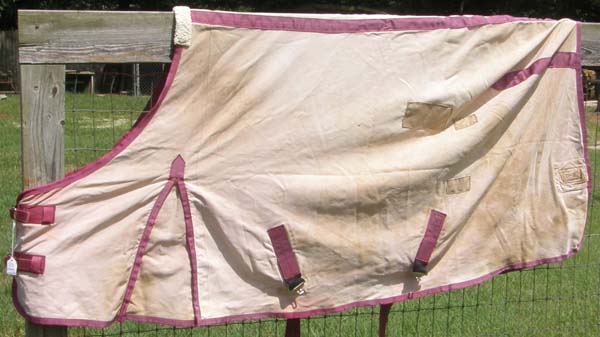 72” OF Miller's Everest Cotton Duck Turnout Sheet Shoulder Gussets Horse Pink/Burgundy