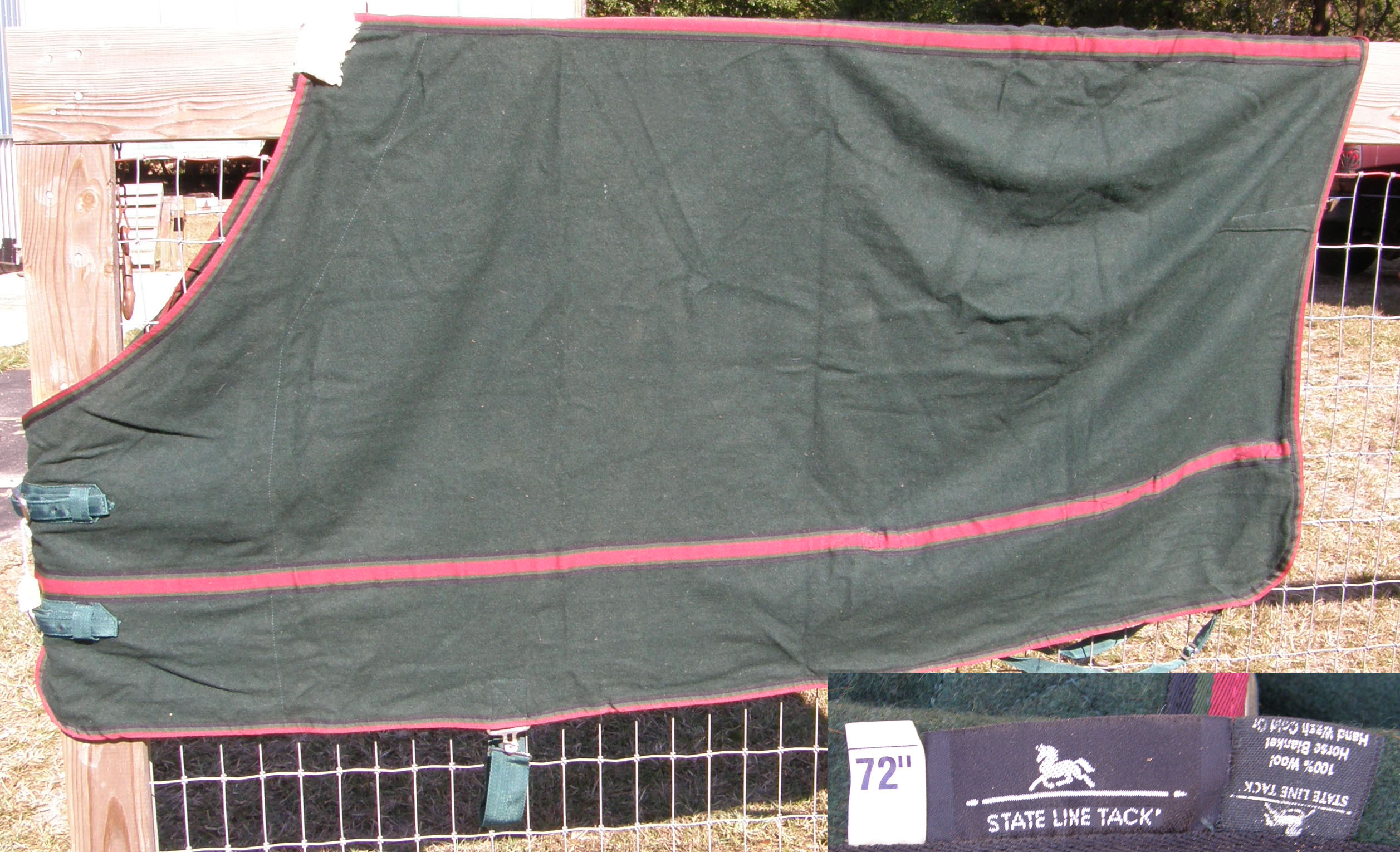 72” OF State Line Tack Wool Dress Sheet SLT Blanket Liner Stable Sheet Horse Cooler Hunter Green/Burgundy
