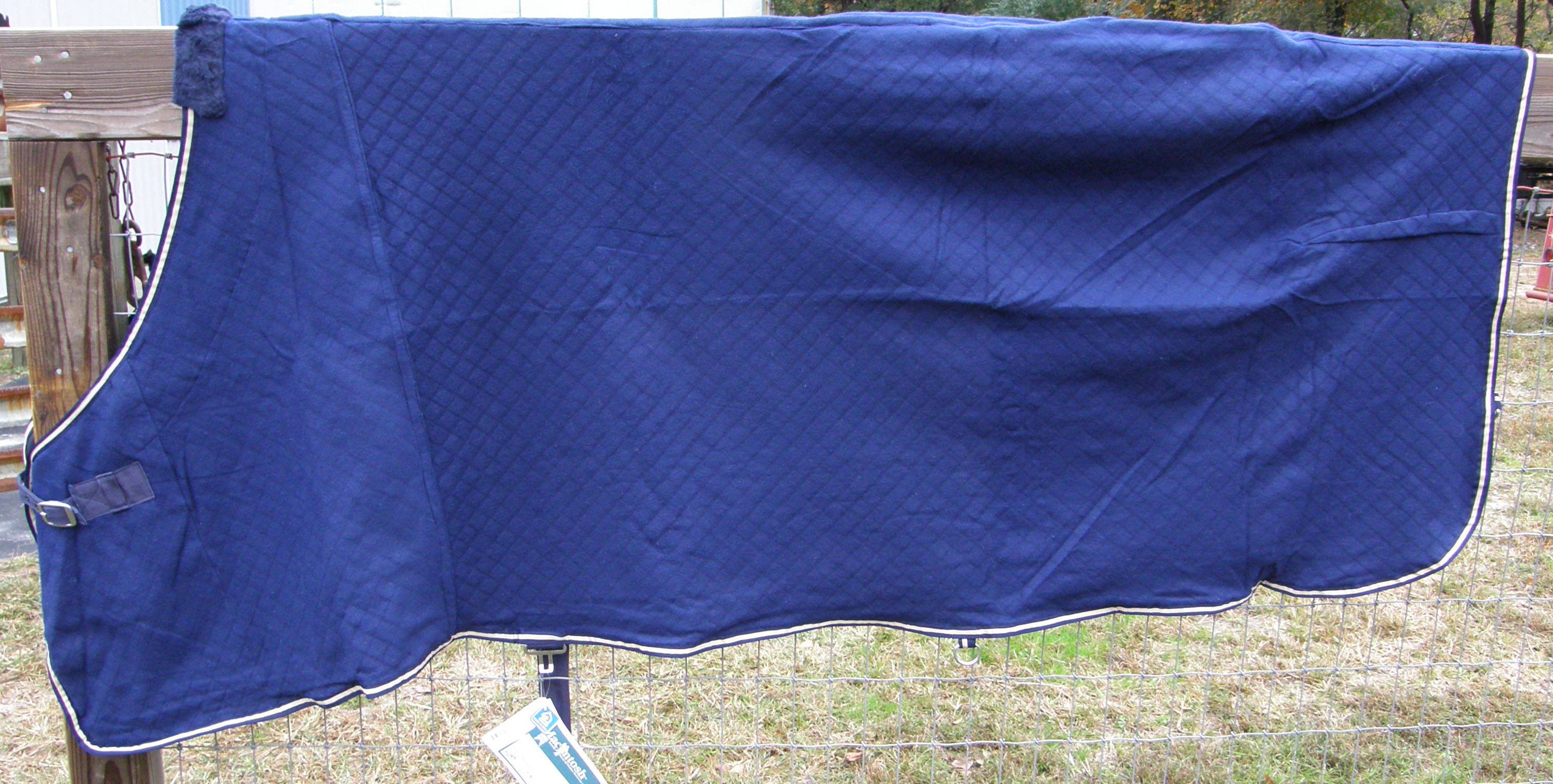 82” OF Miller's Macintosh Diamond Embossed PoloFleece Dress Sheet Horse Cooler Navy Blue