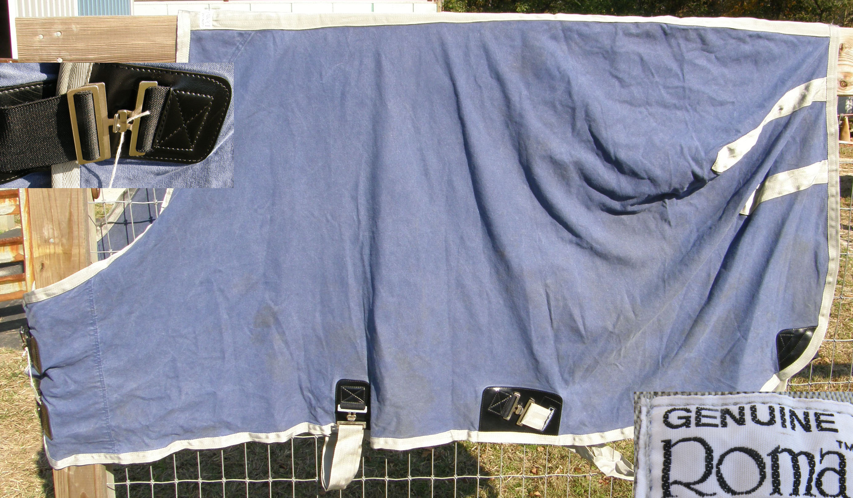 78” OF Roma Turnout Sheet Cotton Duck Stable Sheet Horse Blue