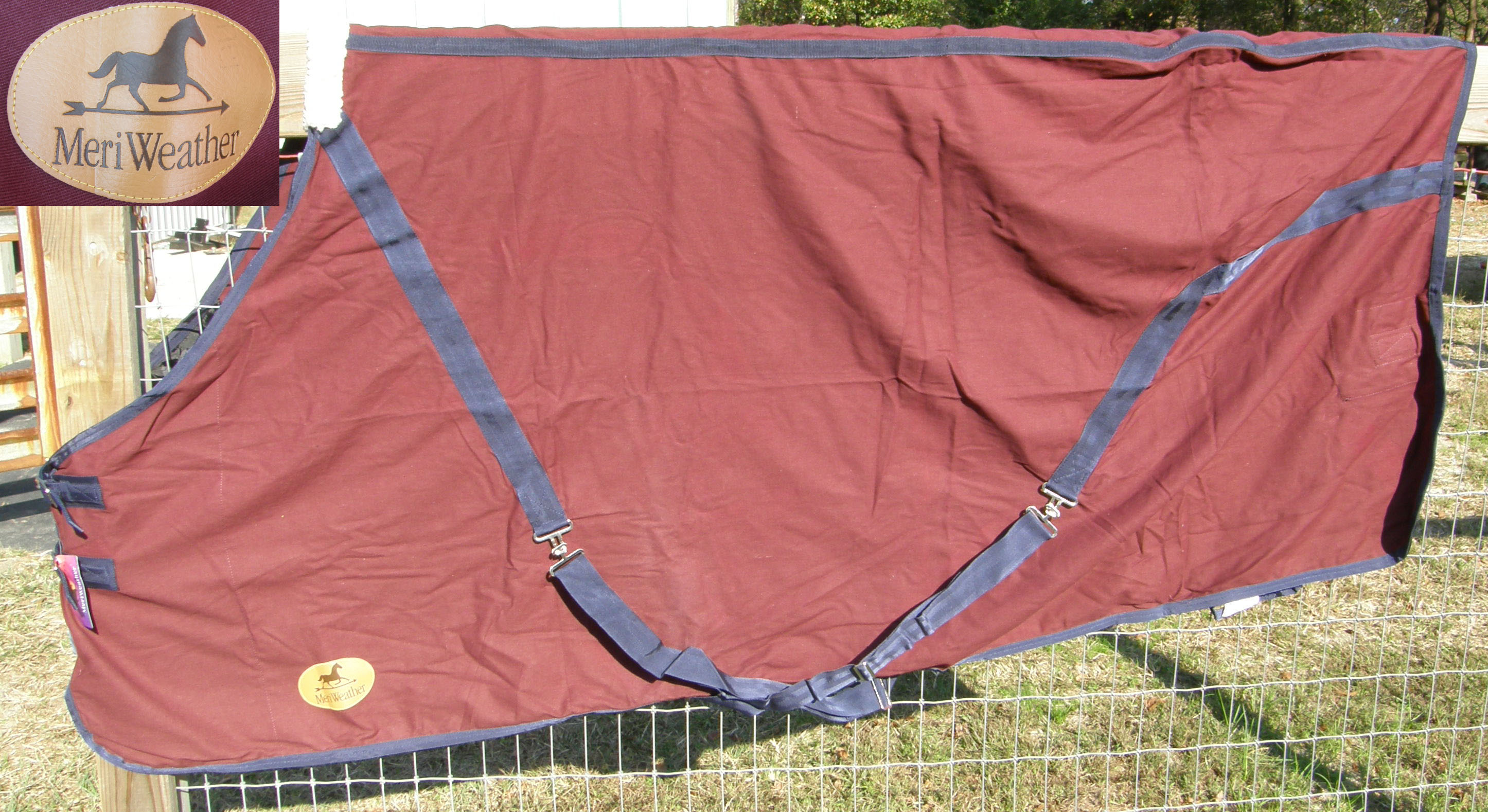 82” OF MeriWeather Cotton Turnout Sheet Deluxe Summer Stable Sheet Horse Burgundy