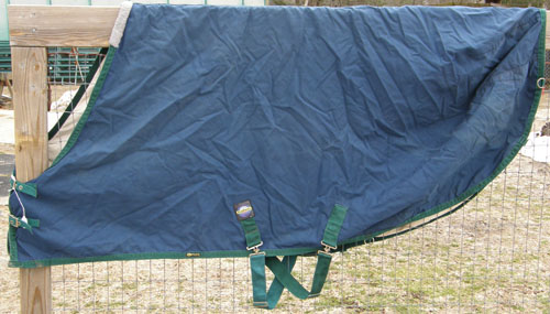 80” OF Wilsun Dry Horse Sheet Waterproof Breathable Turnout Sheet Navy Blue/Green