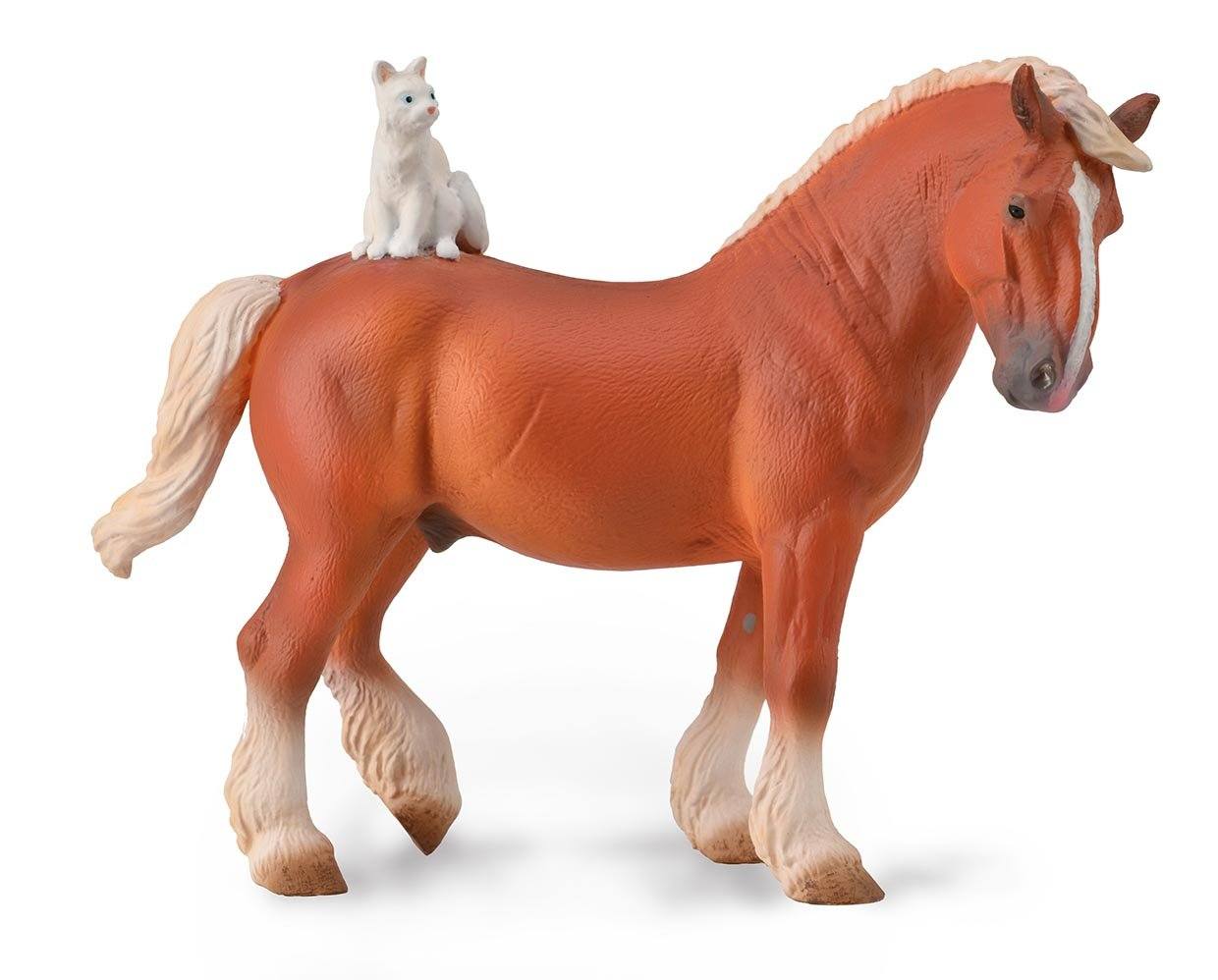 #88916 Breyer CollectA Draft Horse With Cat Belgian Drafter