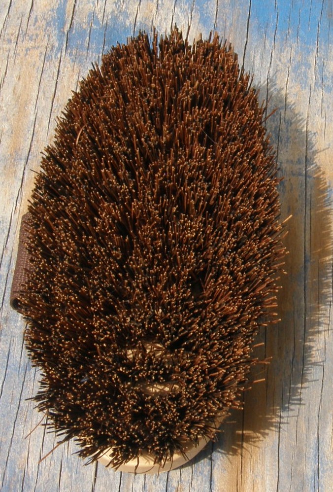 Grip Fit Natural Palmyra Fiber Large Oval Dandy Brush Mud Brush Extra Stiff Brush Horse Grooming Brush