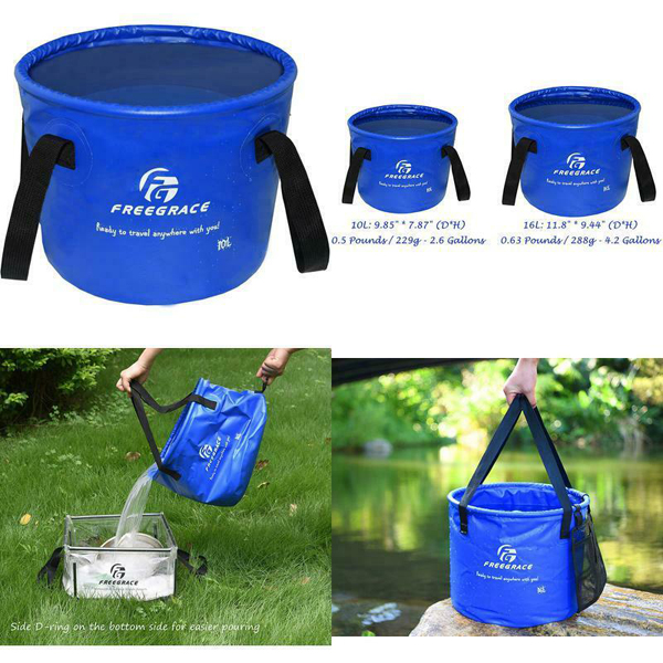 Freegrace Premium Collapsible Bucket Compact Portable Folding Water Container Feed Bag Water Bucket 10L