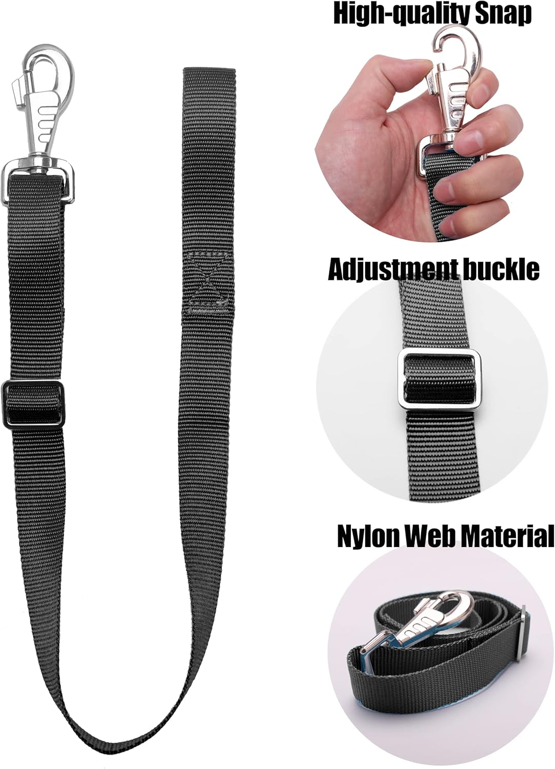 Adjustable Nylon Bucket Strap Bucket Holder Bucket Hanger Hay Net Hanger with Snap Replacement Blanket Leg Strap Black
